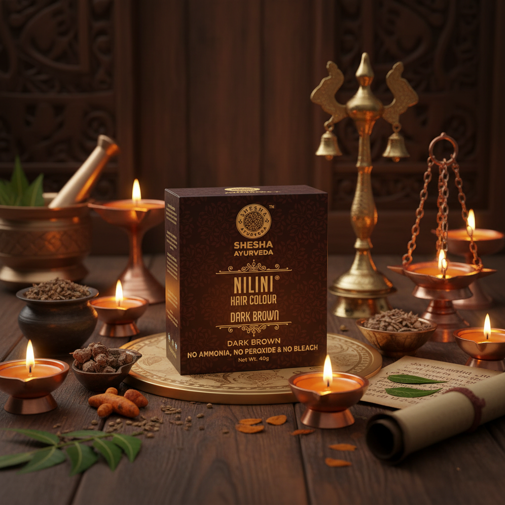 NILINI Dark Brown natural hair color warm composition – Shesha Ayurveda